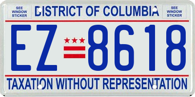 DC license plate EZ8618