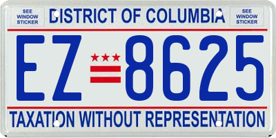 DC license plate EZ8625