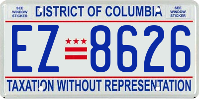 DC license plate EZ8626