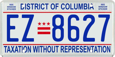 DC license plate EZ8627