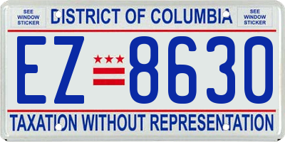 DC license plate EZ8630