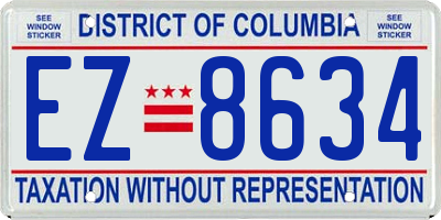 DC license plate EZ8634