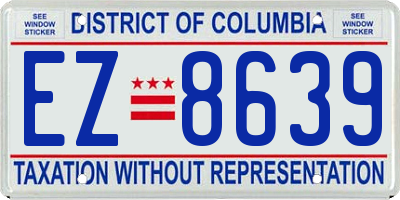 DC license plate EZ8639