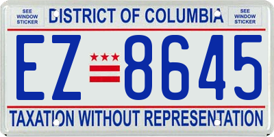 DC license plate EZ8645