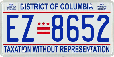 DC license plate EZ8652