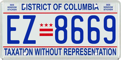 DC license plate EZ8669