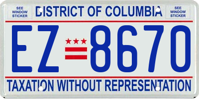 DC license plate EZ8670