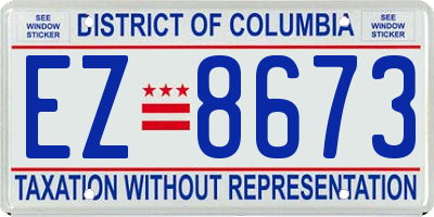 DC license plate EZ8673