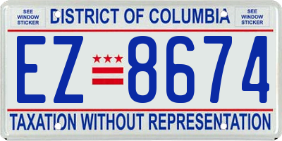 DC license plate EZ8674