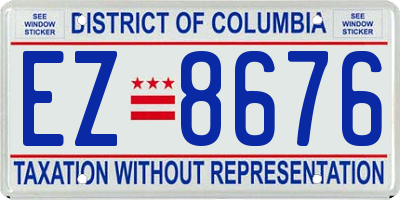 DC license plate EZ8676