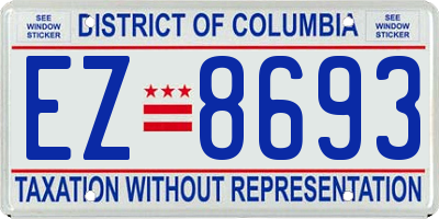 DC license plate EZ8693