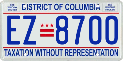 DC license plate EZ8700