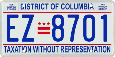 DC license plate EZ8701