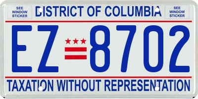 DC license plate EZ8702