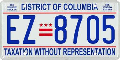 DC license plate EZ8705