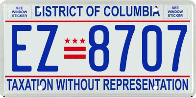 DC license plate EZ8707