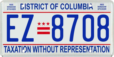 DC license plate EZ8708