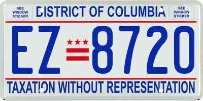 DC license plate EZ8720