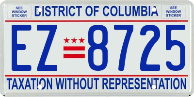 DC license plate EZ8725