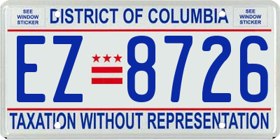 DC license plate EZ8726