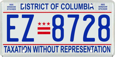 DC license plate EZ8728