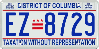 DC license plate EZ8729