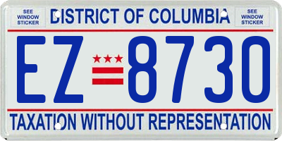 DC license plate EZ8730