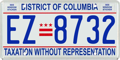 DC license plate EZ8732