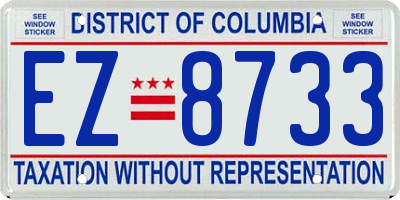 DC license plate EZ8733