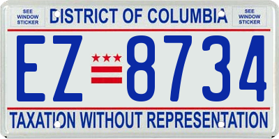 DC license plate EZ8734