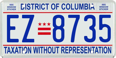 DC license plate EZ8735