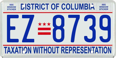 DC license plate EZ8739