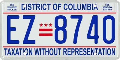 DC license plate EZ8740