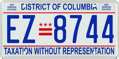 DC license plate EZ8744