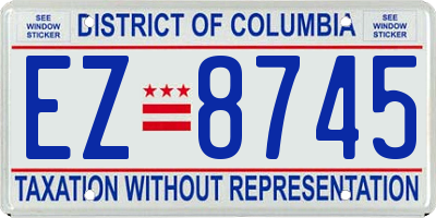 DC license plate EZ8745