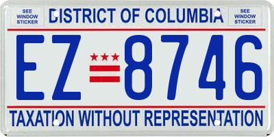 DC license plate EZ8746