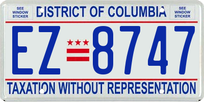 DC license plate EZ8747