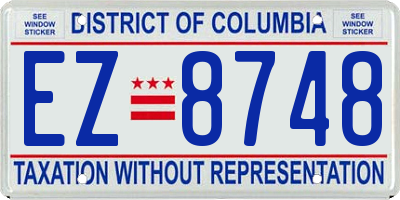 DC license plate EZ8748