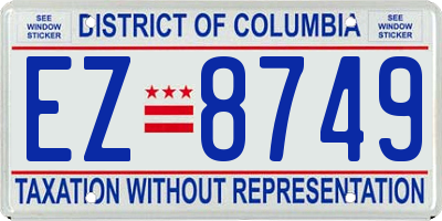 DC license plate EZ8749