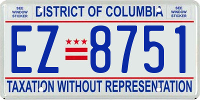 DC license plate EZ8751