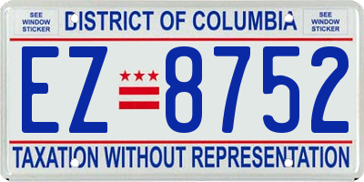 DC license plate EZ8752