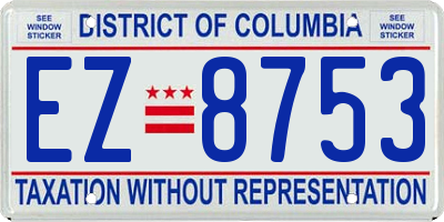 DC license plate EZ8753