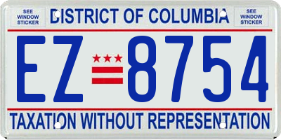 DC license plate EZ8754