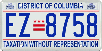 DC license plate EZ8758