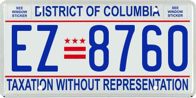 DC license plate EZ8760