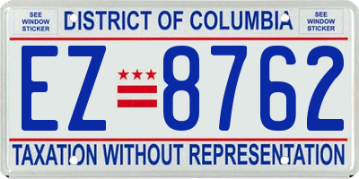 DC license plate EZ8762