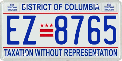 DC license plate EZ8765