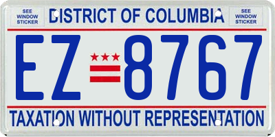 DC license plate EZ8767