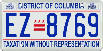 DC license plate EZ8769