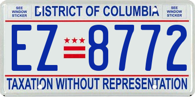 DC license plate EZ8772